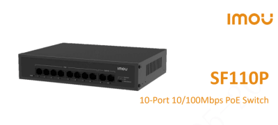 SF110P SWITCH POE 10CH 65W 10/100Mbps 8 Port PoE+ 2Port Uplink 1.6Gbps 802.3af/at 4KV MAX 250MT IMOU