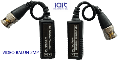 BALUN VIDEO POR PAR 2MP  1080P Hasta 300MT Compatible: HDCVI/TVI/AHD/CVBS Marca IAI TECH (Con Botón)