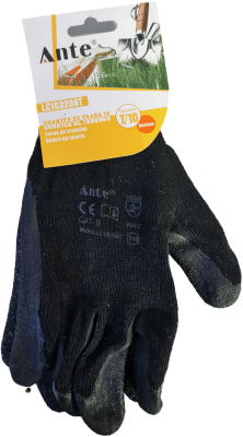 GUANTE DE TRABAJO POLIESTER NEGRO GOMA 10