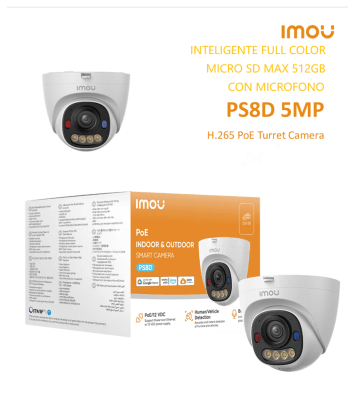 IPC-PS8DN-5V0 CAMARA DOMO IP POE 5MP 2.8MM MICROFONO FULLCOLOR AI ADVERTIR,512GB PLASTICA IMOU1