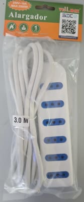 ALARGADOR BLANCO SEC 3MT CON 6 TOMAS MAX 2500W 250V-10A 193*48*24MM