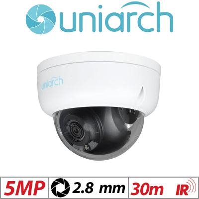 IPC-D125-PF28 CAMARA DOMO IP POE IK10 5MP 2.8MM IR30 IP67 METAL+PLA CUPULA IK10 UNIARCH