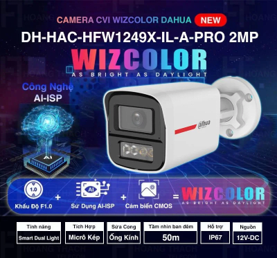DH-HAC-HFW1249XN-A-PRO-DIP CAMARA BALA 2MP 2.8MM DOBLE MIC WIZCOLOR 50MT IP67 PLASTICA ANALOGA