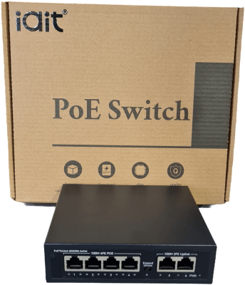 POE204-100MB SWITCH POE 4POE+2UPLINK 10/100Mbps,DC52V-65W,AC100-240V , 1.2Gbps OFERTA1