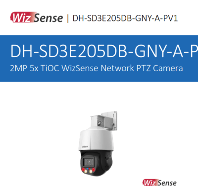DH-SD3E205DB-GNY-A-PV1 PTZ IP POE 2MP 5X 2.7mm~13.5mm FullColor Tioc APP IR50/LUZ30 WizSense(SIN FUENTE)