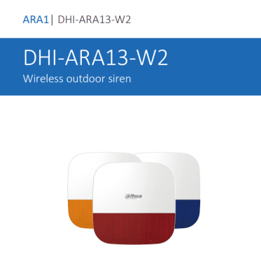 DHI-ARA13-W2 SIRENA EXTERIOR INALÁMBRICA 110 dB IP65 PC + ABS PILA+12V1