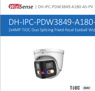 DH-IPC-PDW3849P-A180-E2-AS-PV CAMARA DOMO IP POE 2x4MP 2.8MM TiOC Doble Lentes ALARMA WizSense METAL MAX512GB