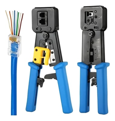 ALICATE CRIMPEADORA PARA CONECTOR RJ45 PASANTE CAT5E/CAT6/CAT6E  6P/8P UTP RED IAI-CRIMP-RJ45-PASANTE