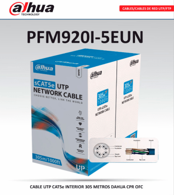 Cable UTP CAT5E 305MT INTERIOR 100%Cobre Dahua COLOR BLANCO