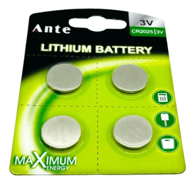 PILA CR2025 3V 170mAh Boton de litio no Recargable,SIN MERCURIO BATERIA, 5605787900120 MARCA:ANTE