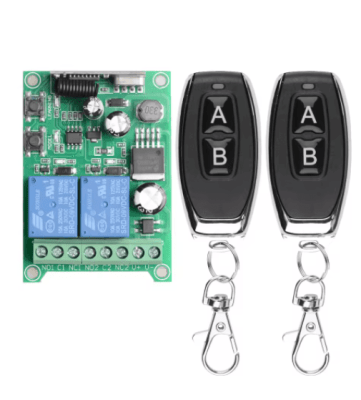 Interruptor de Control remoto inalámbrico,433Mhz,12V,2 canal, Modulo Receptor de Rele, 2 Controles.