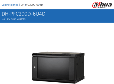 DH-PFC200D-6U4D GABINETE RACK 6U DAHUA FIJO A PARED SIN BANDEJA METAL ACCESORIO NEGRO 600X450X372