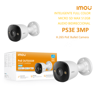 IPC-PS8EN-3V0 CAMARA DOMO IP POE 3MP 2.8MM MIC BIDIRECIONAL FULLCOLOR AI ADVERTIR,512GB PLASTIC IMOU