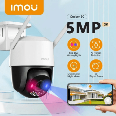 IPC-K7FN-5H0WE CAMARA IP IMOU Cruiser SC PT 5MP 3.6mm FullColor DUAL 30MT POLICE AUDIO BIDIRECCIONAL MAX MICRO SD 512GB WIFI 2.4Ghz