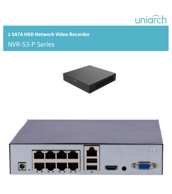 NVR-108S3-P8-ECO NVR 8CH POE 6MP HDD MAX 6TB H.265+ ONVIF Smart Intrusion Prevention UNIARCH