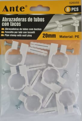 ABRACADEIRAS DE TUBOS COM BUCHAS 20MM 6 PCS