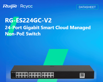 RG-ES224GC-V2 Switch 24 puertos no PoE,Gigabit 10 / 100 /1000 Mbps, La Nube , Ruijie-reyee