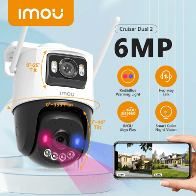 IPC-S7XEN-6M0WED-0360B CAMARA IP IMOU PT 3MP+3MP 3.6mm Full Color 30MT  SENSE Cruiser POLICE Dual MAX 512 GB