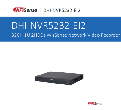 DHI-NVR5232-EI NVR SIN POE 32CH 4K WIZSENSE SMD AcuPick H.265+ 2HDD 1U ALARMA AI 2CH FACIAL DAHUA