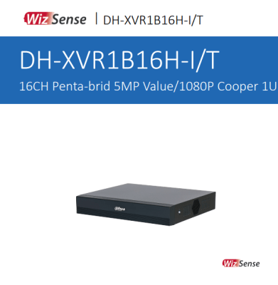 DH-XVR1B16H-I/T XVR LITE 16CH 1HDD WizSense Max 5MP LITE, IP Max 24CH,1HDD MAX 16TB SERIE AUDIOBIDIRECIONAL DAHUA