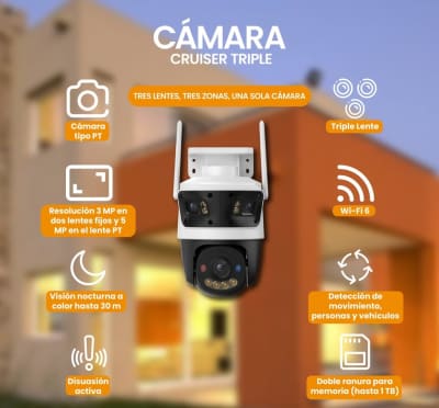 IPC-S7UN-11M0WED CAMARA WIFI PT Cruiser Trile 11MP LENTE TRIPES:2 FIJA 3MP+PT 5MP AUDIO BIDIRECCIONAL FULL COLOR ALARMA IMOU1