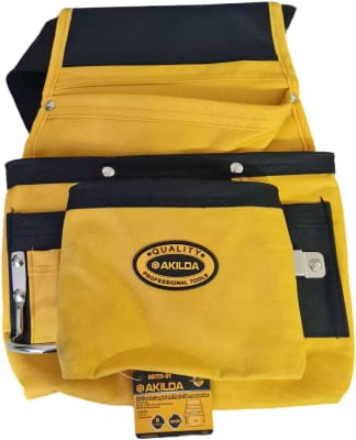 BOLSA NYLON A0725-01 PARA HERRAMIENTAS AMARILLA Y NEGRA  8 POCKETS TAMAÑO: 27.5*33*1.5CM  AKILDA1