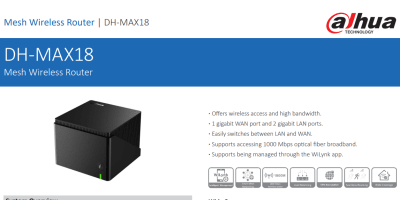 DH-MAX18 ROUTER INALÁMBRICO DE MALLA 1000Mbps 2.4G Y 5G 1 WAN + 2 LAN Admin Nube:WiLynk1