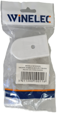 ENCHUFE HEMBRA VOLANTE 10A WI-EHV03-B 250V 2P+T SEC BLANCO WINELEC