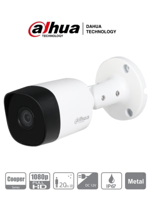 DH-HAC-B2A21N CAMARA BALA 2MP 3.6MM HDCVI IR20MT METAL IP67  METÁLICA ANÁLOGA