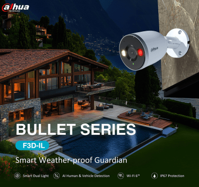DH-IPC-F3DP-IL CAMARA BALA WIFI6 3MP 2.8MM SMART COLOR MICROFONO MICRO SD MAX 256GB 2.4G IP67 DAHUA