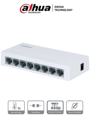 DH-PFS3008-8ET-L 8 Puertos Switch 10/100 Mbps.
