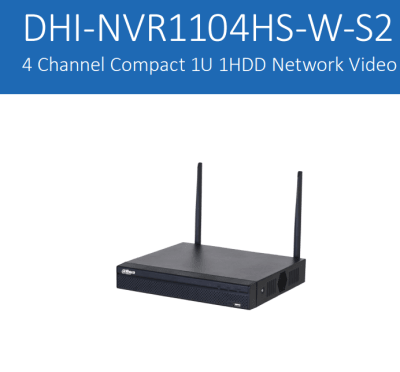DHI-NVR1104HS-W-S2 NVR WIFI 4CH SIN POE 6MP H.265 1HDD One-click IPCs ONVIF MAX 16TB DAHUA