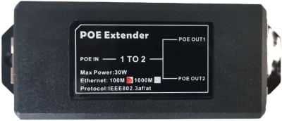 IAI-POEEX1A2-100 EXTENSOR POE 1 A 2 30W 100Mbps MAX250MT IEEE802.3af/at,In/Out: 44~55V, 0.5A/0.25A