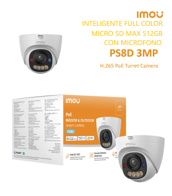 IPC-PS8DN-3V0 CAMARA DOMO IP POE 3MP 2.8MM MICROFONO FULLCOLOR AI ADVERTIR,512GB PLASTICA IMOU1