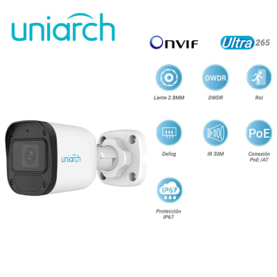 IPC-B122-APF28-ECO CAMARA BALA IP POE 2MP 2.8MM IR30MT MICRONOFO ONVIF IP67 H.265+ UNIARCH OFERTA