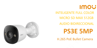 IPC-PS3EN-5M0 CAMARA BALA IP POE 5MP 2.8MM ONVIF MIC BIDIRECCIONAL FULLCOLOR AI MAX 512GB PLASTICA IMOU
