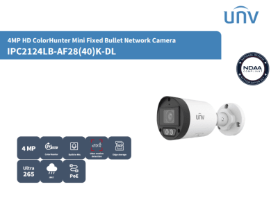 IPC2124LB-AF28K-DL CAMARA BALA IP POE 4MP MIC IR30MT DUAL LED ONVIF MAX 512GB IP67 MARCA UÑV