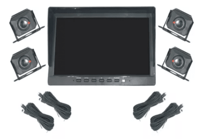 Kit BUS 12V~24V DVR Pantalla 10 PULGADA Con 4 Camaras FHD COLOR Camion O Bus 1X15M 3X5M Max128gb