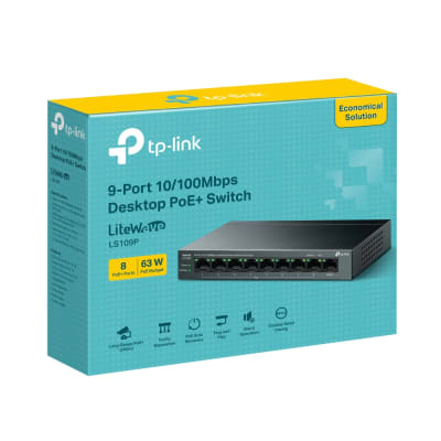TL-LS109P SWITCH POE 63W 53.5V 9-Port 10~100Mbps Con 8-Port PoE TP-LINK