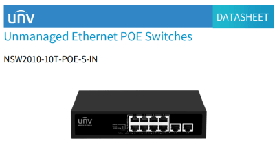 NSW2010-10T-POE-S-IN Switch POE 96W 8CH 8-Port 10~100Mbps 8 POE+2 Uplink 200Mbps IEEE 802.3at/af UÑV1