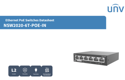 NSW2020-6T-POE-IN Switch POE 60W  6-Port 10~100Mbps 4 POE +2 Uplink 100Mbps IEEE 802.3at/af UÑV