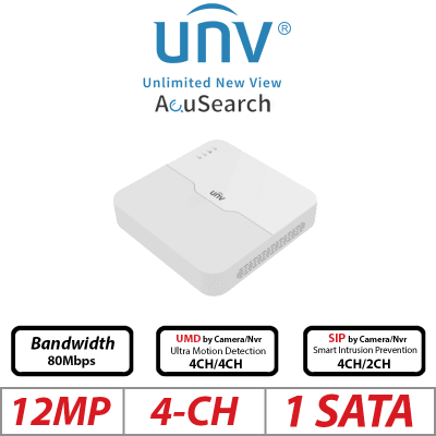 NVR301-04B-LP4-IQ NVR 4CH POE 12MP 1HDD SIP Y UMD 10TB H.265+ ONVIF Smart Intrusion Prevention UÑV