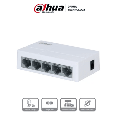 DH-PFS3005-5GT-L Puertos Switch Admite adaptables de 10/100/1000Mbps 1Gigab Plastica,No Administrado1