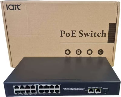 POE216-1000MB SWITCH POE 200W 16POE+2UPLINK+1SFP 10~100Mbps+2*1000Mbps+1*GX,DC52V3.8A 9.2Gbps OFERTA1