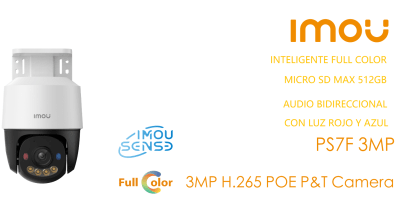 IPC-PS7FN-3M0 CAMARA PT IP POE 3MP 3.6MM MIC BIDIRECIONAL FULLCOLOR AI ADVERTIR,512GB PLASTIC IMOU
