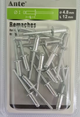 Remaches tipo POP 4.8*12mm 17/Unidades  MARCA: ANTE1