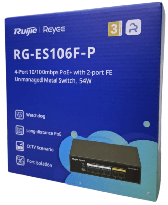 RG-ES106F-P SWITCH POE 4+2Puertos 10/100Mbps 54W,No administrado,MARCA:RUIJIE-REYEE