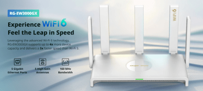 RG-EW3000GX PRO Router 5CH 2.4Ghz+5Ghz 3000Mbps Wi-Fi 6 MALLA Gigabit de doble WAN RUIJIE-Reyee