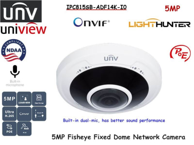 IPC815SB-ADF14K-I0 CAMARA OJO DE PEZ IP POE 5MP 1.4MM 360° IK10 IR10MT MAX 512GB IP66 120DB WDR METAL UÑV1