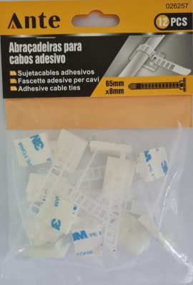 SUJETACABLES ADHESIVOS 65X8MM 12 PCS PLASTICA 026257 MARCA: ANTE